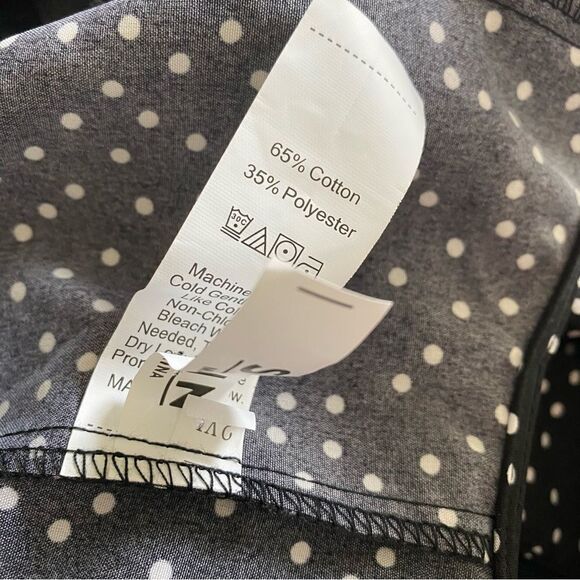 SHEIN Top Stretchy Polkadot Black White Smocked 3X Side Tie Plus - Picture 12 of 13